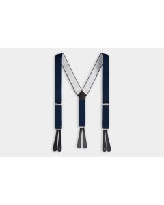 35mm Ibex Leather Button-on Plain Braces-Navy