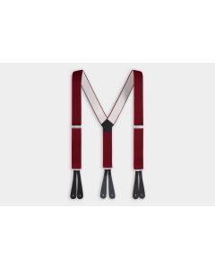 35mm Ibex Leather Button-on Plain Braces-Burgundy